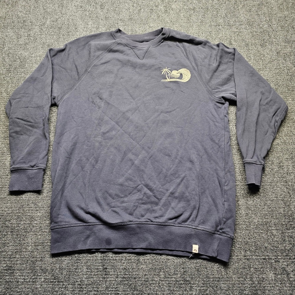 Pacific Creations Mens Small Blue Surf Graphic Raglan Crewneck Sweatshirt
